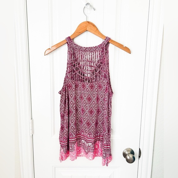 Skies Are Blue Multicolor Patterned Tank Top Size Medium - Picture 2 of 2